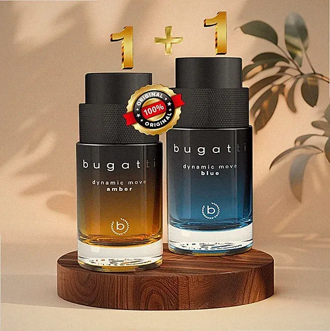 ✅💯 1+1 Bugatti Dynamic Move Amber und Blue Herren Parfum Duft Eau de Toilette✅