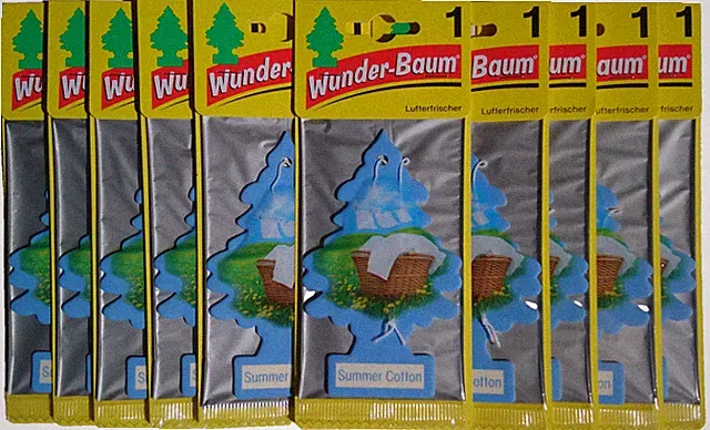 (1,27€/Einheit) 25 x WUNDERBAUM® Summer Cotton Lufterfrischer Auto Duft Sommer