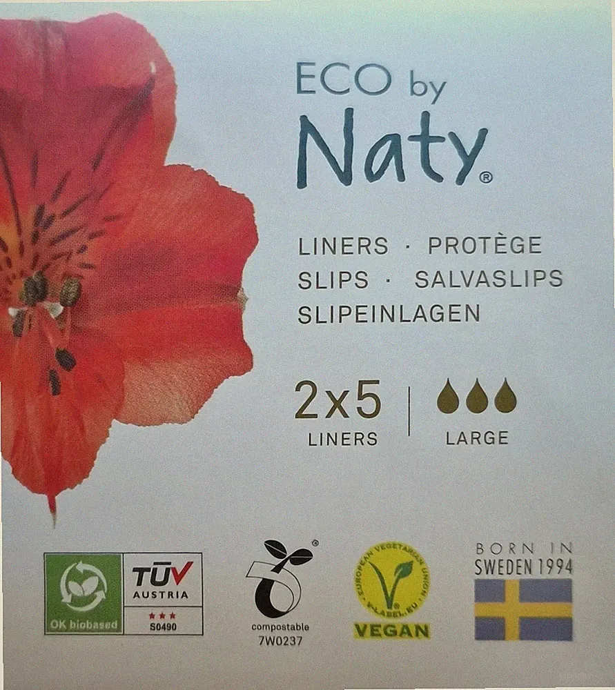 10 Eco By Naty Slipeinlagen LARGE PFLANZLICH Kompostierbar VEGAN Bio Parfümfrei
