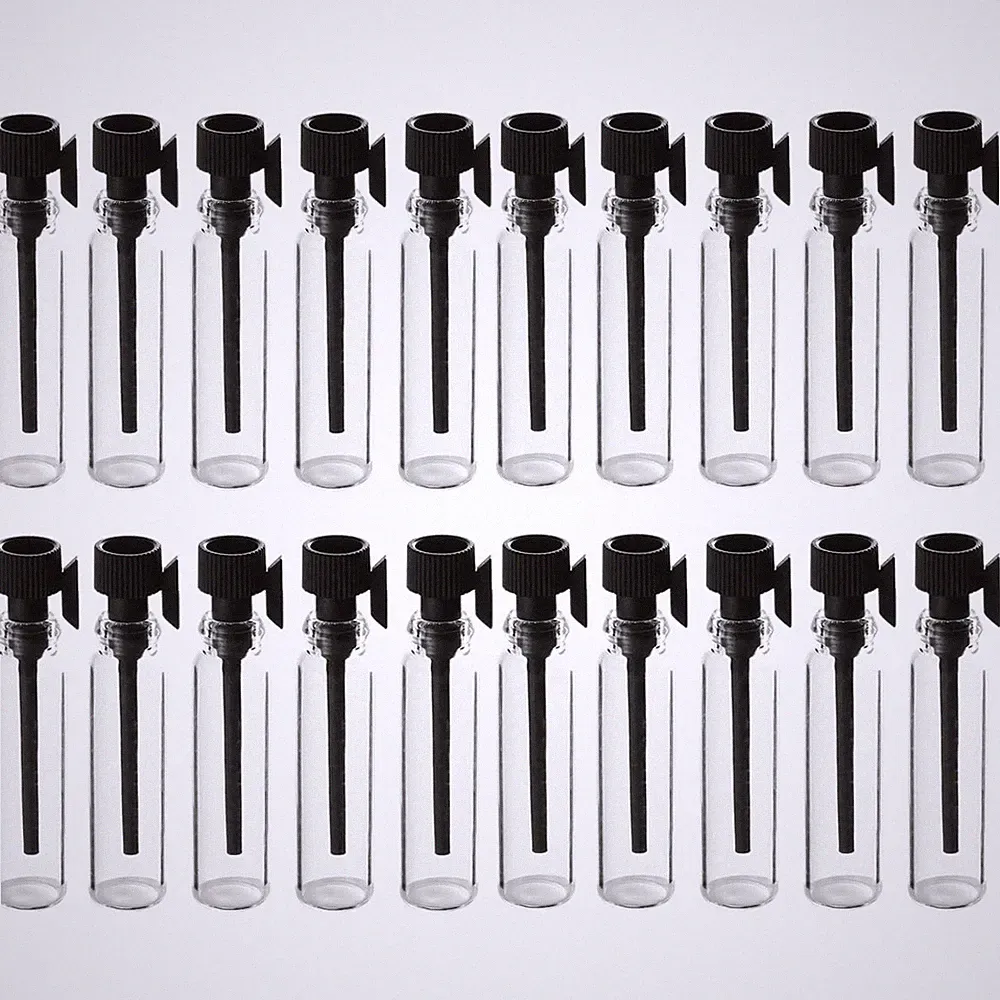 100 Stück 1Ml Parfümflaschen Aus Glas Mit Schwarzer Pipette Nachfüllbare Trop...