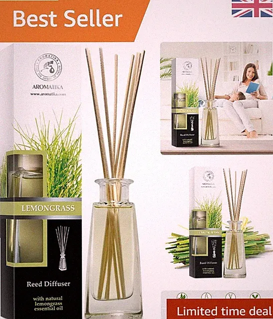 100ml Aromatherapie Schilf Diffuser mit natürlichem Zitronengras - sicherer Raumduft