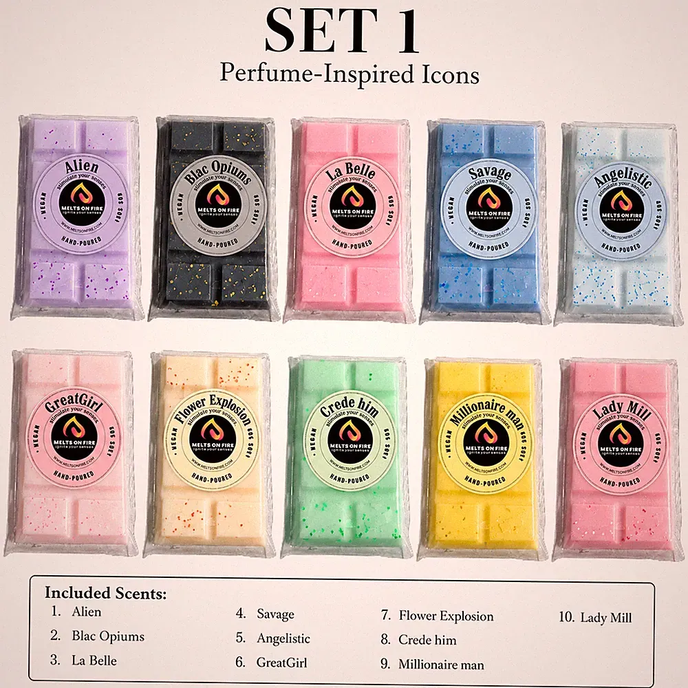 10er Set Parfum-inspirierte Wachsschmelz Snap Bars - handgemachter veganer Raumduft