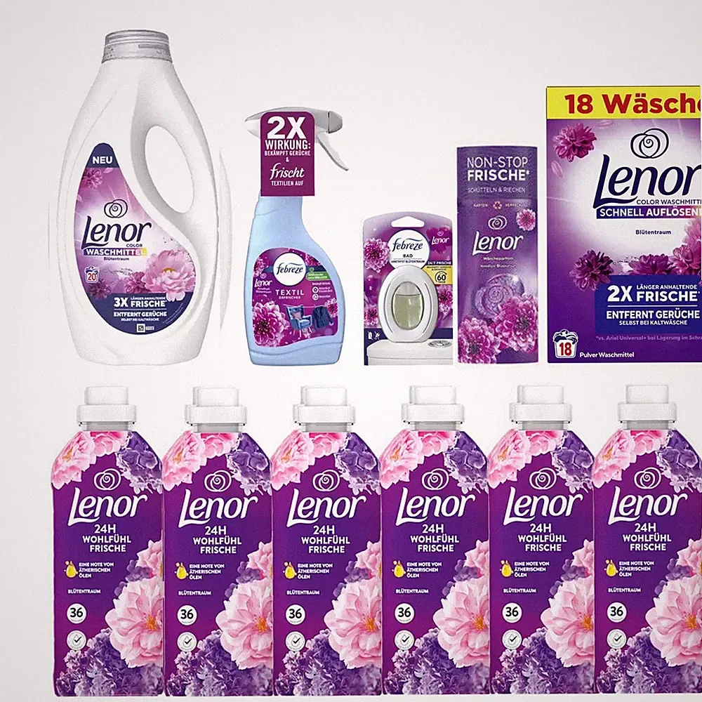 11tlg. Lenor Blütentraum Weichspüler Waschmittel Parfüm Erfrischer Duft + Bag