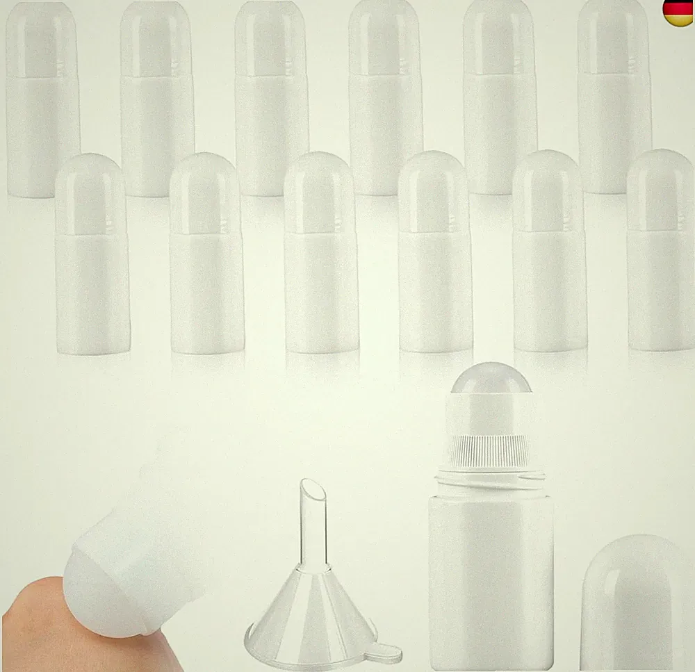 12 Stück Deoroller zum Befüllen, Roll on Flasche Leer 50ml Deo Roller zum S