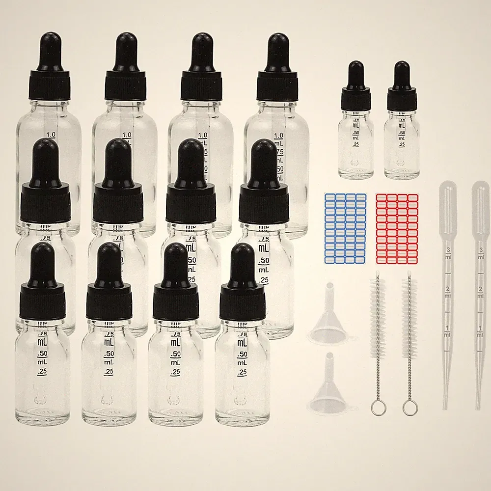 12 Stück Pipettenflasche,Tropfflasche Transparente Glasflaschen Set inkl. 5ml...