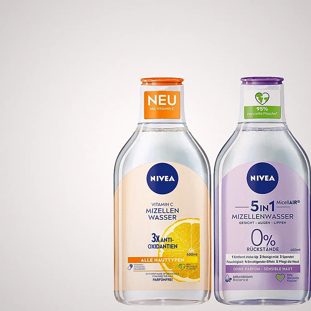 (1L|25,00) 2x400ml Nivea Mizellenwasser Sensible Haut Parfumfrei & Vitamin C