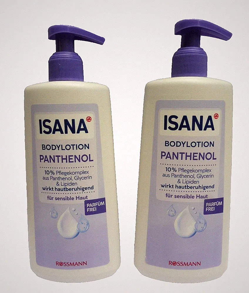 2 Stück Isana Bodylotion Panthenol für sensible Haut, parfümfrei - 2x 300ml