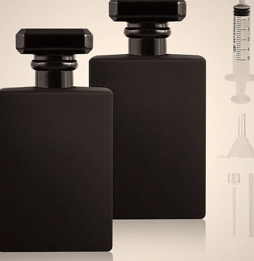 2 Stück Parfümzerstäuber Glas Schwarz 50ml, Leere Parfümflaschen zum Befüllen, P