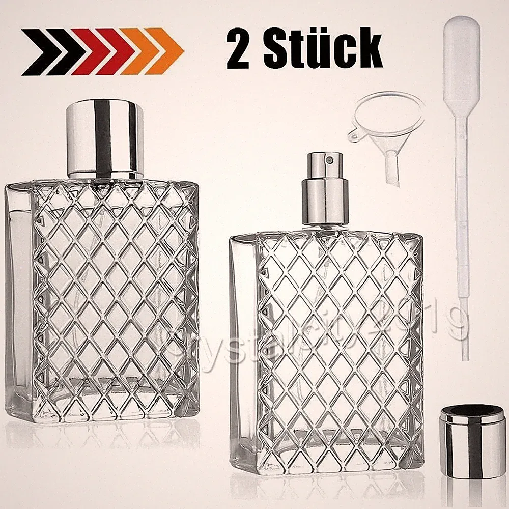 2 Stück Parfum Flakon Parfum Flasche 100ml GLAS leer Parfümflasche