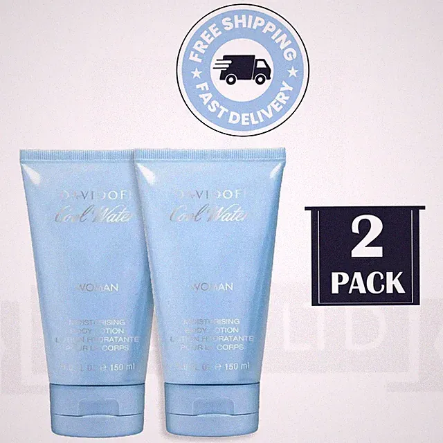 2 x Davidoff Cool Water Woman Body Lotion 150ml Frischer Duft Feuchtigkeitsspendend Neu