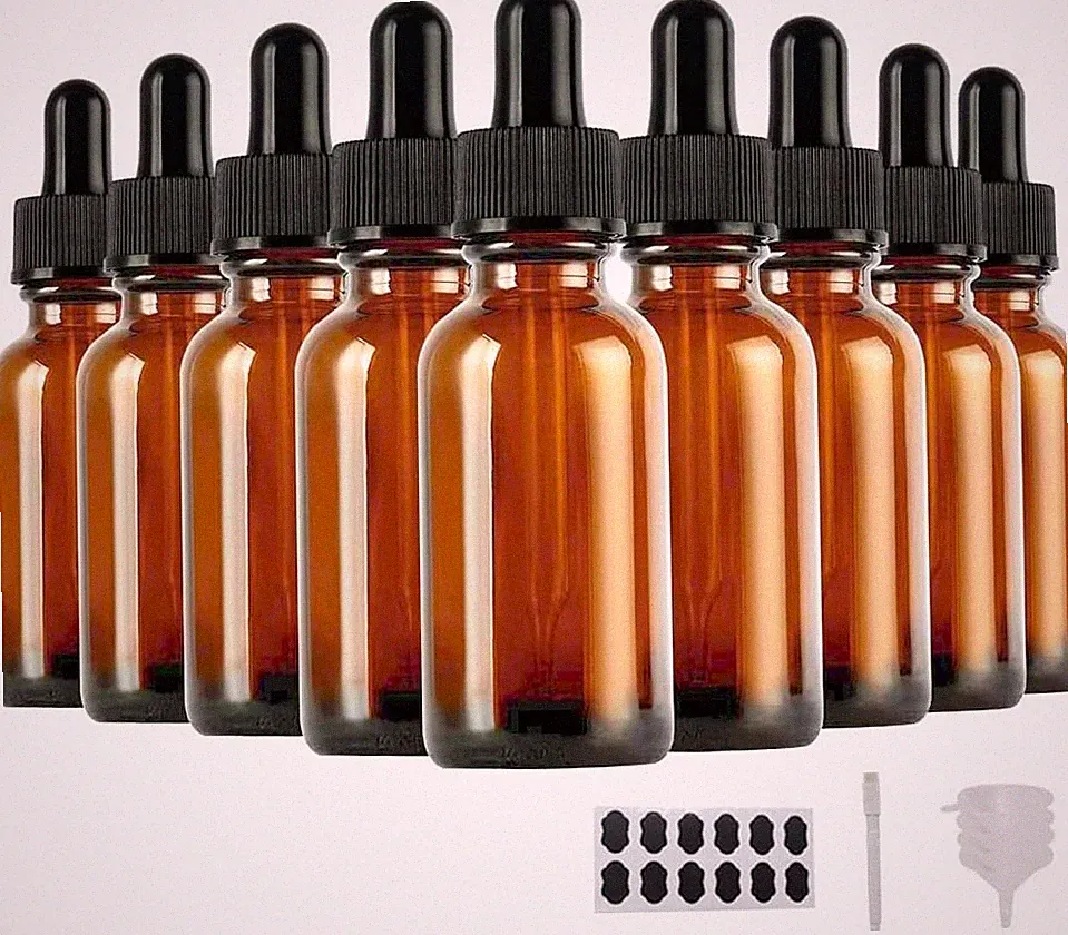 24 Stück Pipettenflasche 30ml mit Glaspipette, 24 Etiketten, 1 Stift, 4
