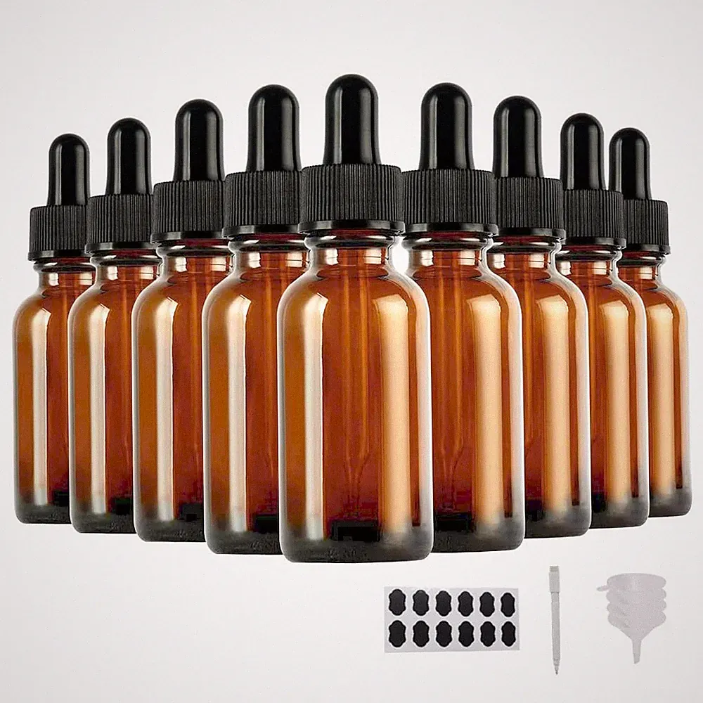 24 Stück Pipettenflasche 30ml mit Glaspipette, 24 Etiketten, 1 Stift, 4 Trich...