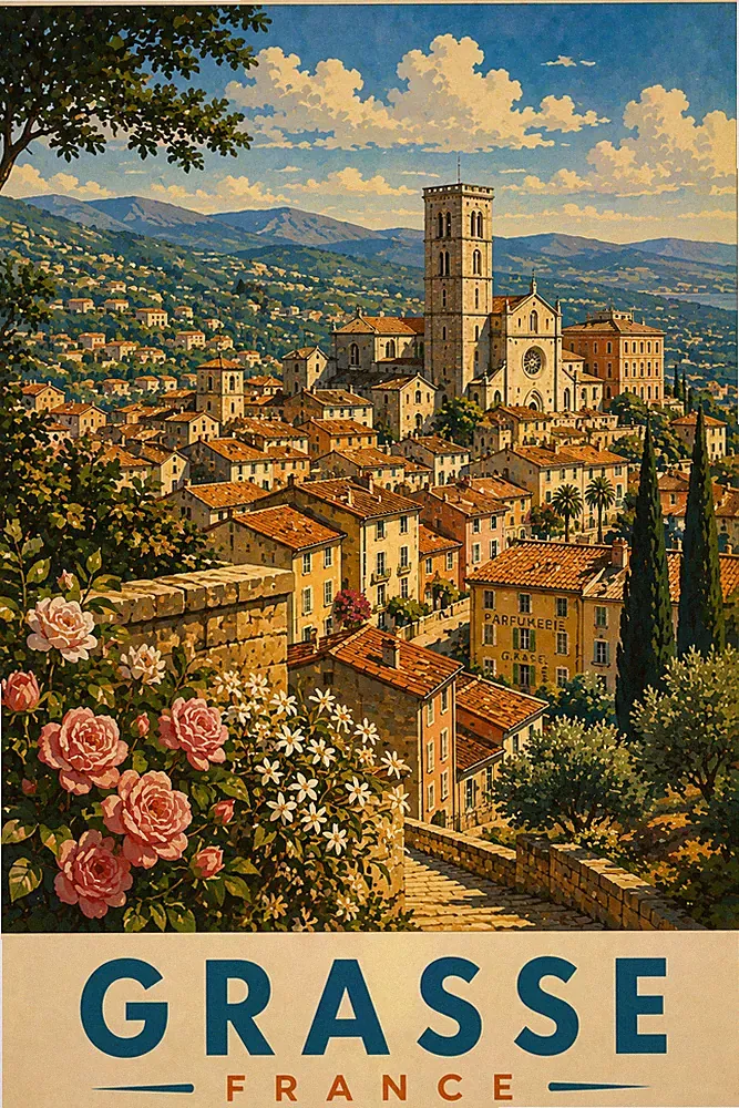 264. Grasse Provence Frankreich Reise Poster Parfum Hauptstadt Vintage Wandbild Druck