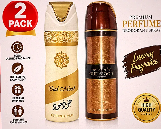 2er Pack 200ml Iconic Oud Deodorant | Reichhaltiges arabisches Parfum Spray für Herren & Damen