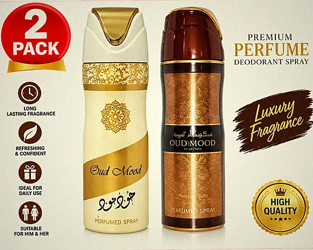 2er Pack Iconic Oud Parfum Deodorant 200ml | Luxuriös Arabisch für Herren&Damen