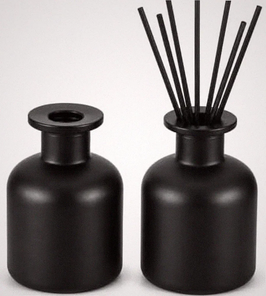 2er Set Duftdiffuser Glasflaschen 150ml Raumduft Flakon Glasvase Leer Schwarz