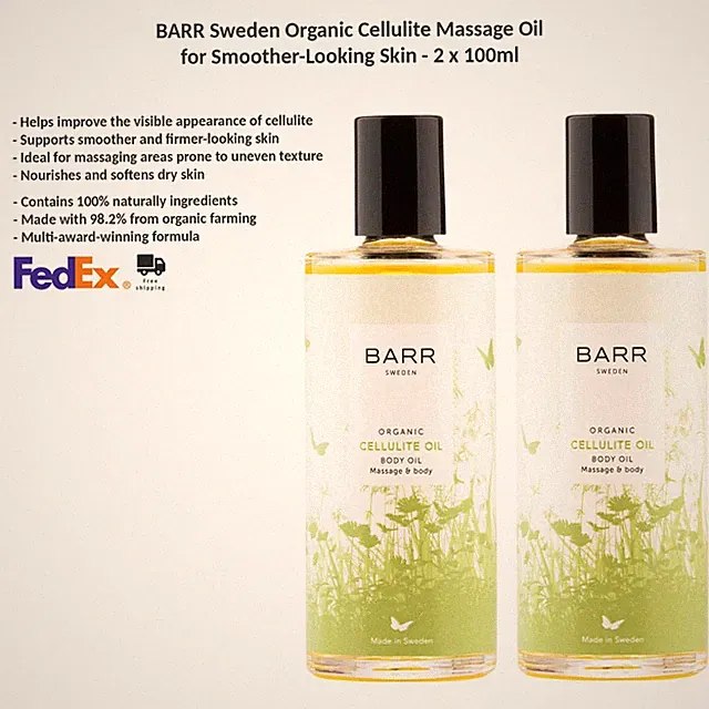 2x BARR Sweden 100% Bio Cellulite Massageöl gegen Orangenhaut 100ml