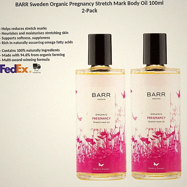 2x BARR Sweden Bio Schwangerschaftsöl zur Pflege bei Dehnungsstreifen 100ml