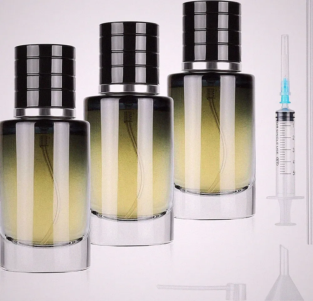 3 Stück 30ml Parfümzerstäuber, Gradient Blue Runde Parfüm Zerstäuber für Damen u
