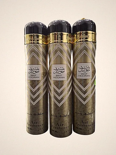 3 x Bint Hooran Lattafa Lufterfrischer exotischer Duft Spray 300ml süßes Aroma