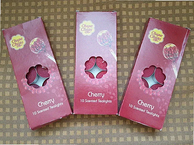 30 Chupa Chups Teelichter Kirsch Duftkerzen / Teelicht Duft - 4 Stunden