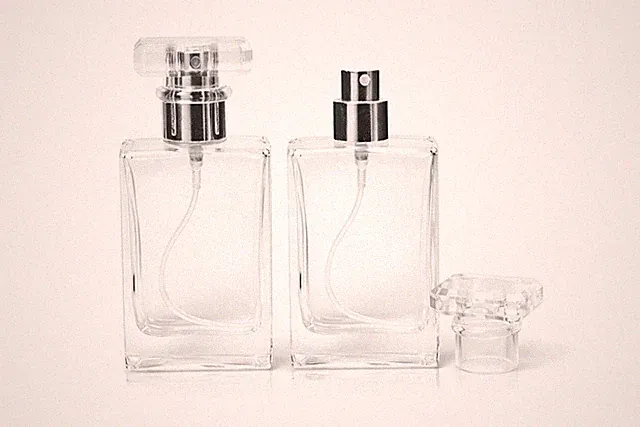 30 ml Klar Rechteckig Parfüm Flakon Nachfüllbar Glas Zerstäuber | Silber Spray