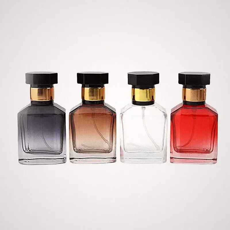 30 ml leerer Parfümflakon aus Glas - achteckiger Verschluss, transparente Farben