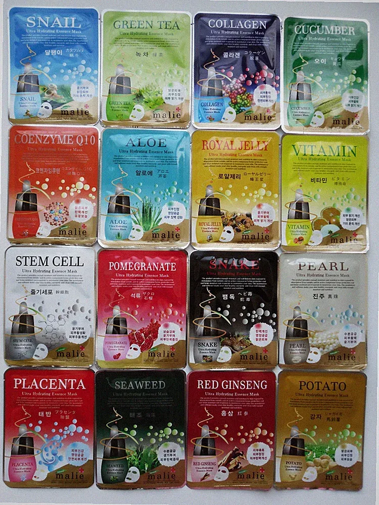 30 Stck./16 Arten Malie Essenz Gesichtsmaske Packungen Blatt 25g Feuchtigkeit Korea Kosmetik