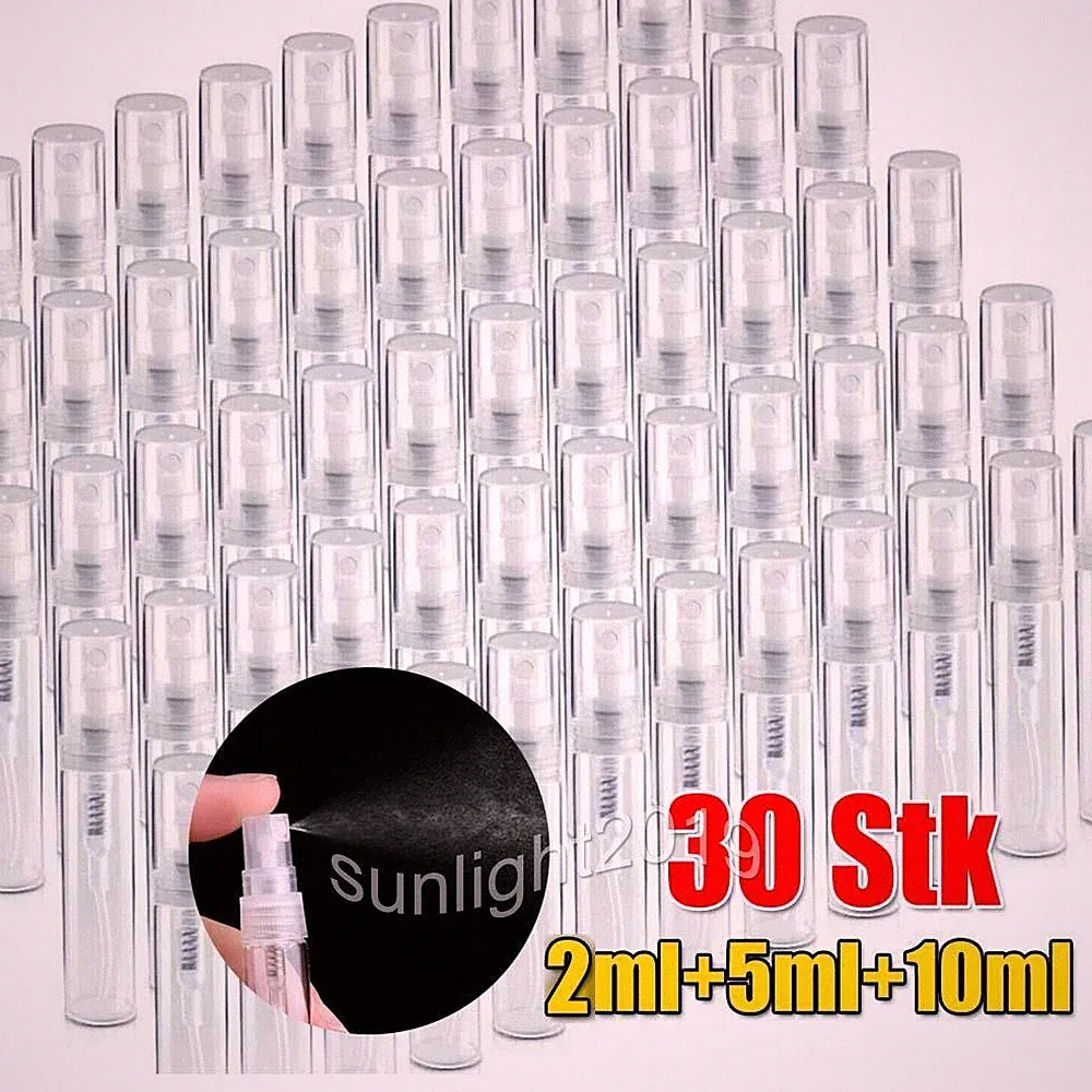 30 Stk Glas Sprühflaschen ÄtherischesÖl Parfüm Zerstäuber Flasche 2ml 5ml 10ml