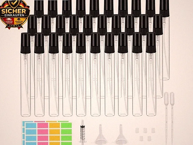 30 Stück 10ml Mini Parfümzerstäuber Portable Nachfüllbar Mini Glas Sprühflasche