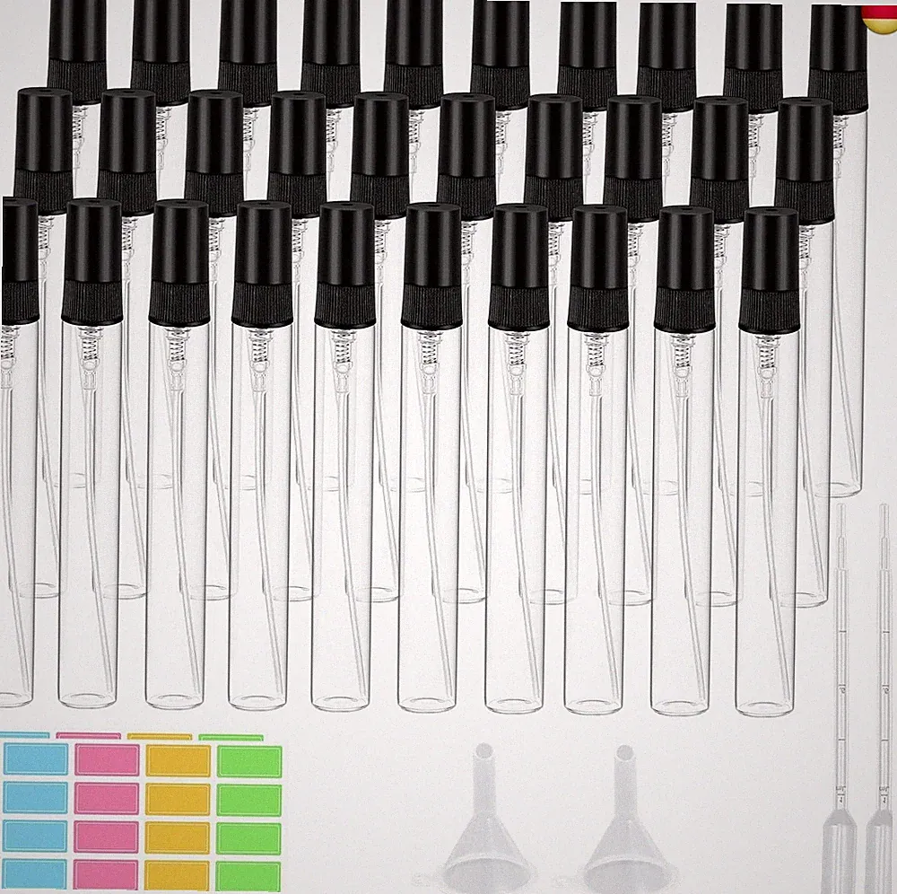30 Stück 10ml Parfümzerstäuber Glas, Mini Sprühflasche klein Zerstäuber Nach