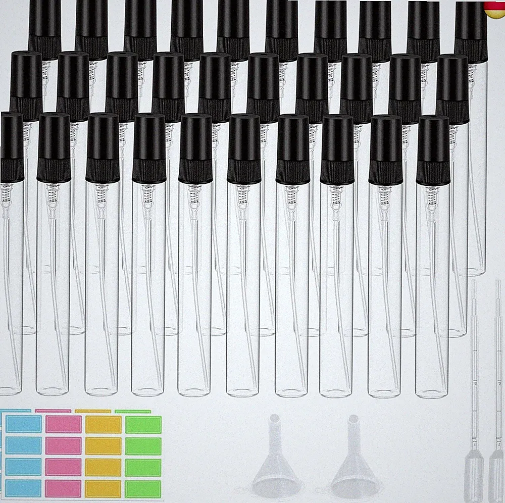 30 Stück 10ml Parfümzerstäuber Glas, Mini Sprühflasche klein Zerstäuber Nachfüll
