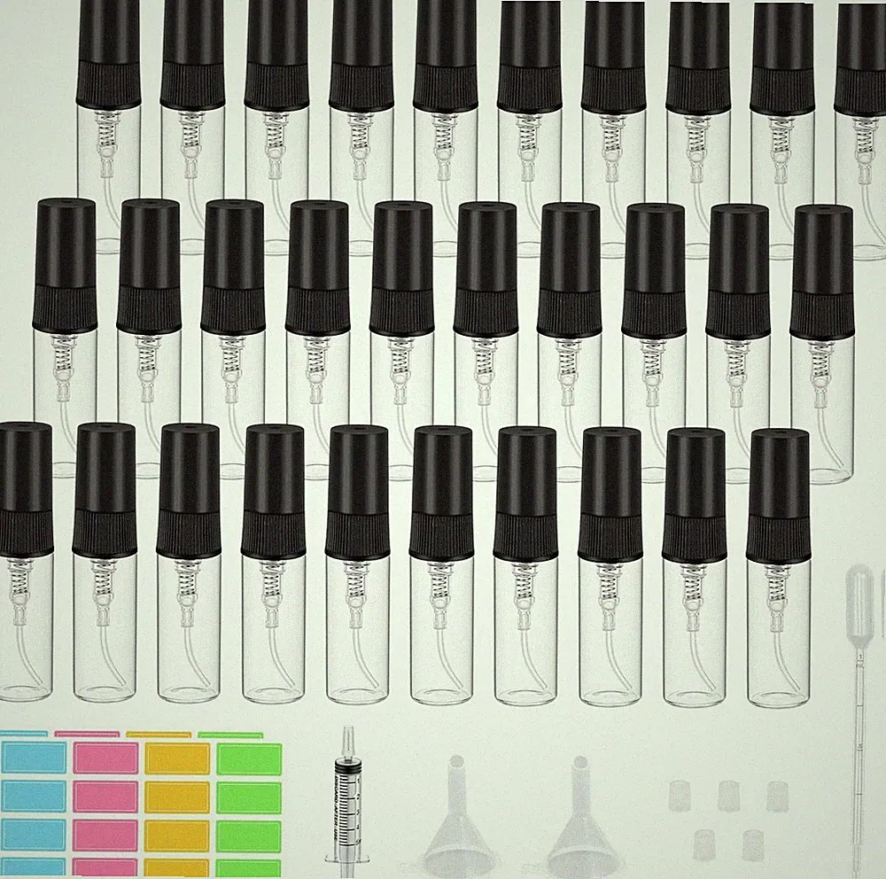 30 Stück 3ml Mini Parfümzerstäuber Portable Nachfüllbar Mini Glas Sprühflasche k
