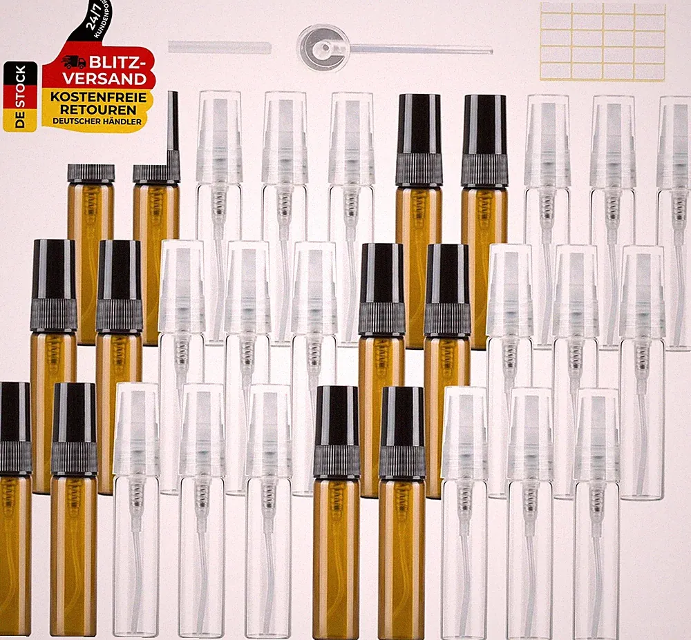 30 Stück 5Ml Parfümzerstäuber Leer Sprühflasche Glas Klein Zum Befüllen, Mini Pu