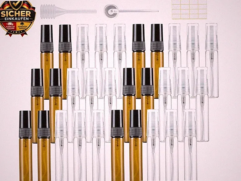 30 Stück 5ml Parfümzerstäuber Leer Sprühflasche Glas Klein zum Befüllen, Mini Pu