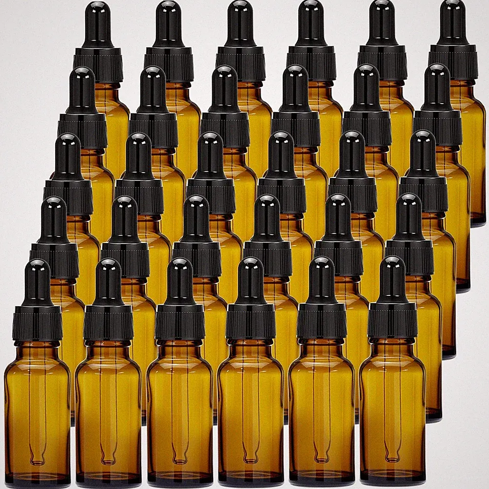 ® 30 Stück Pipettenflasche, 20ml Braunglas Flasche mit Glaspipette, für Äther...