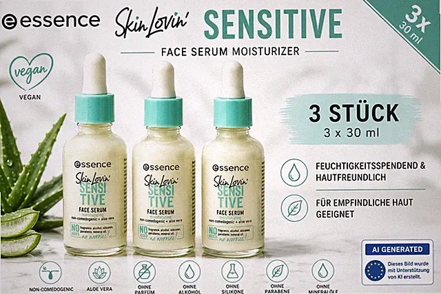 (333,22€/L) essence Skin Lovin‘ SENSITIVE Face Serum Moisturizer 3 Stk. 3 x 30ml