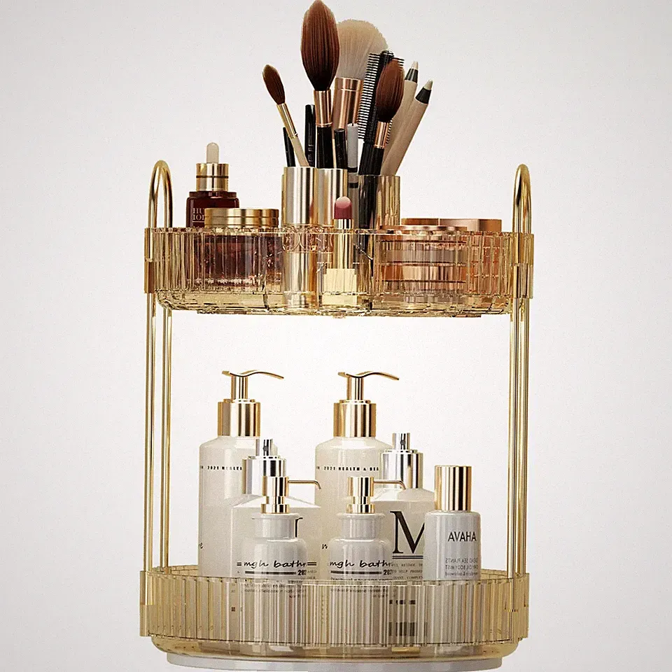 360° Aufbewahrung Make-up Kosmetik Parfüm drehbarer Organizer Ständer Ebene Regal UK
