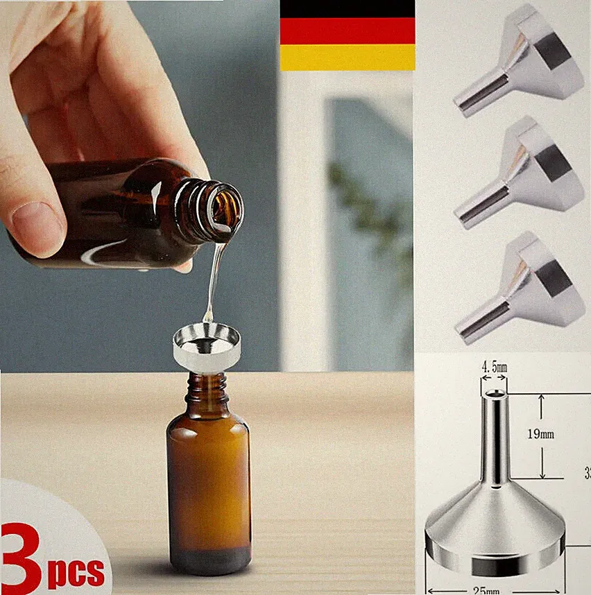 3Pcs Klein Mini-Trichter Edelstahl Parfüm-Trichter Öl flüssiger Trichter Parfüm