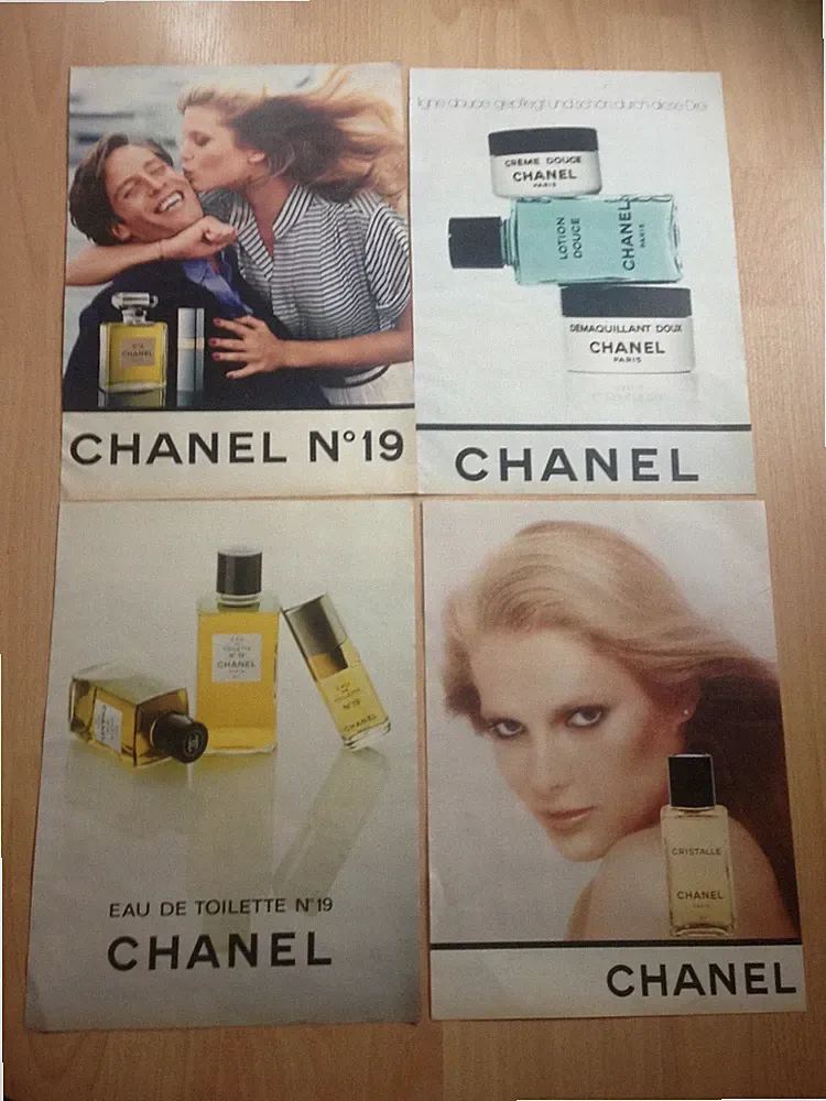 4 x ORIG WERBUNG,REKLAME 1978 CHANEL PARIS N°19 Parfum, Creme