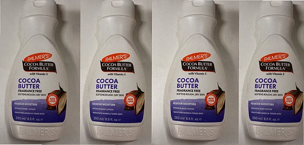 4 x Palmers Cocoa Butter Formula No Fragrance Free Body Lotion Vitamin E 250 ml.