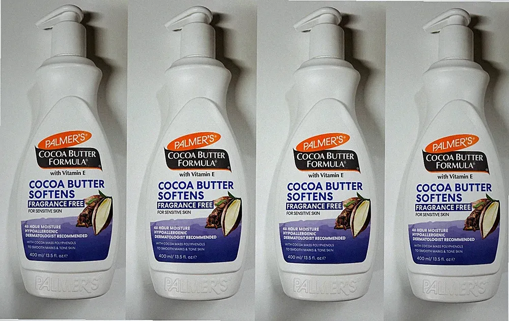 4 x Palmers Cocoa Butter Formula Vitamin E Lotion Pump 400ml DUFTFREI.