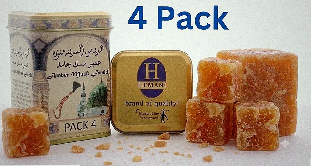 4X Original HEMANI Amber Musk Jamid Duftstein Alkoholfrei*Arabische Parfüm Amber