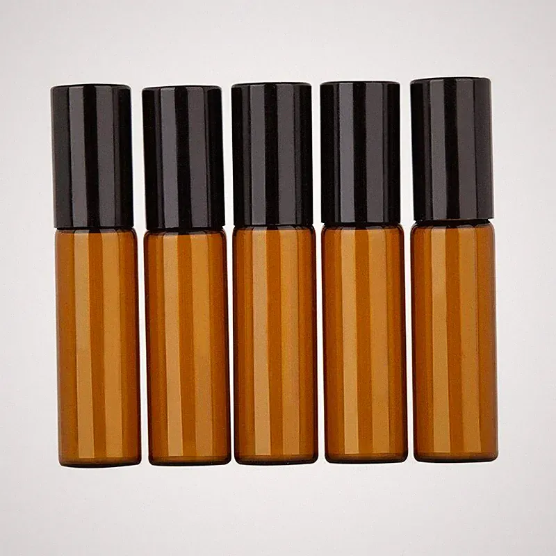 5 Stück 3 - 10 ML Bernsteinfarbene Roll-On Glas Ätherisches Öl Parfümflasche HOT