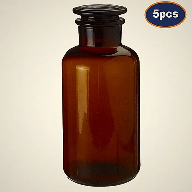 5 Stück Apotheker Glas Flasche 500 ml Bernstein Ätherische Öle Duft Vorratsdose