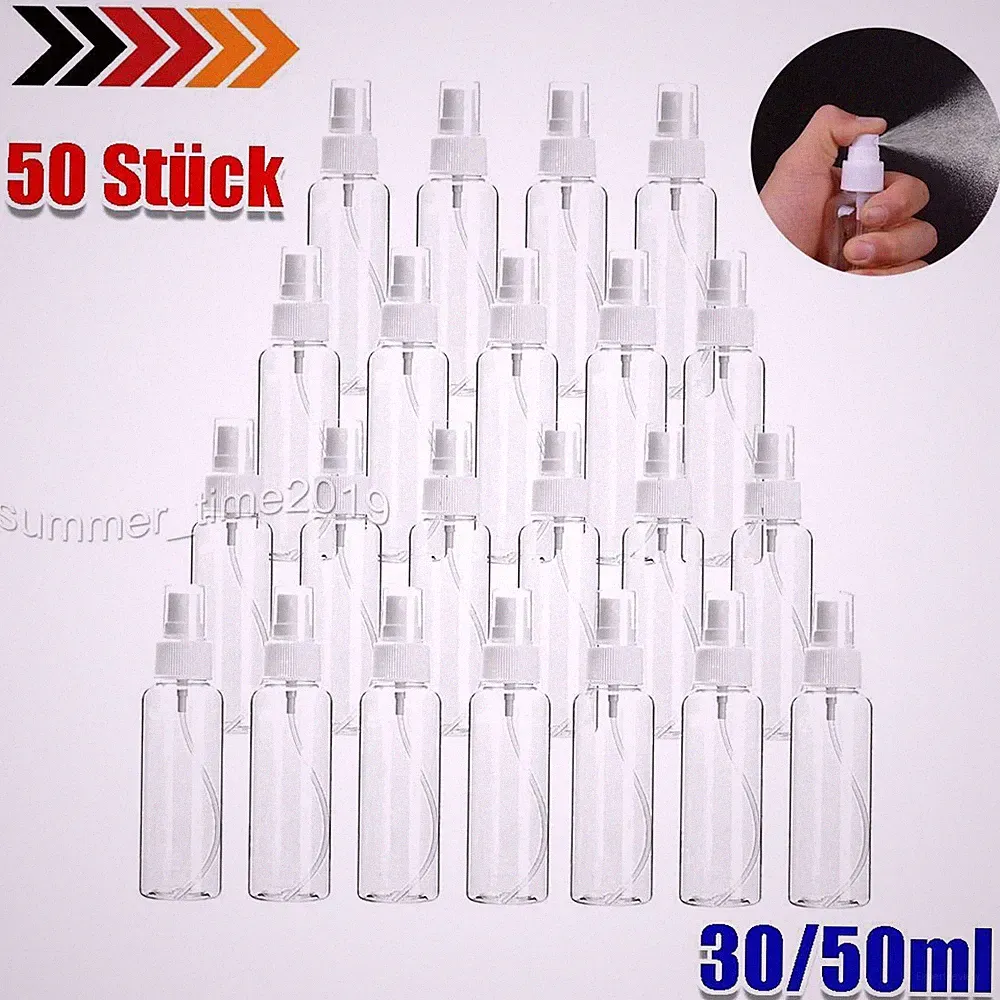 50 Stk Sprühflasche Pumpzerstäuber Kunststoff Parfüm Zerstäuber 30ml 50ml