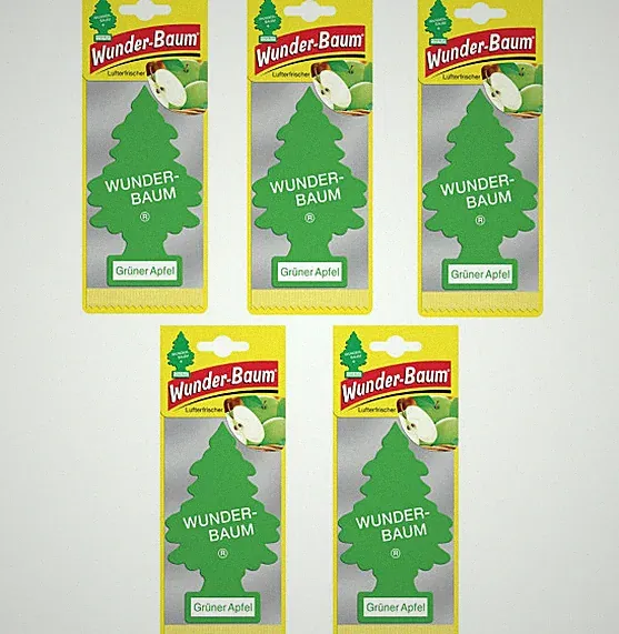 5x Wunderbaum Grüner Apfel Baum Autoduft Auto Lufterfrischer Spiegel Raumduft