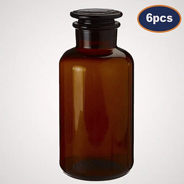 6 Stück Apotheker Glas Flasche 500ml Bernstein Ätherische Öle Duft Vorratsdose