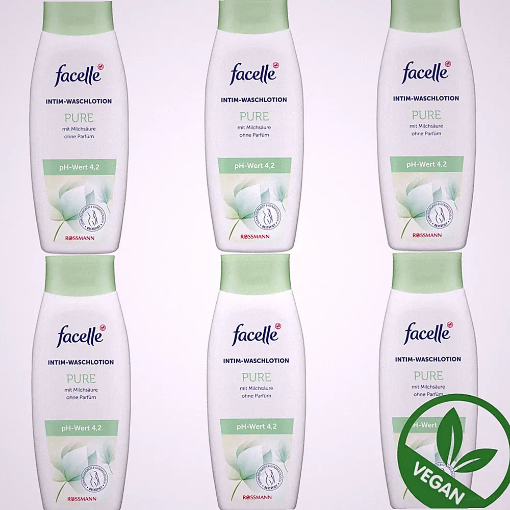 6 x 300 ml | facelle Intim-Waschlotion Pure ohne Parfüm & mit Milchsäure