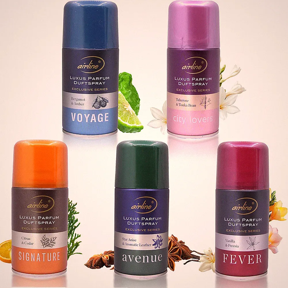 6 x Luxus Parfüm Duftspray Lufterfrischer Nachfüller | 250 ml |4 Sorten Raumduft